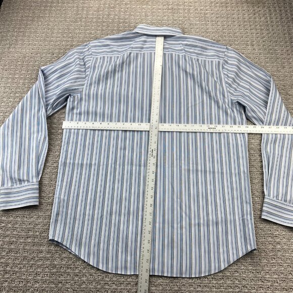 Eddie Bauer Shirt Men L Tall Slim Fit Blue White Gray Striped Wrinkle Resistant - Picture 7 of 9